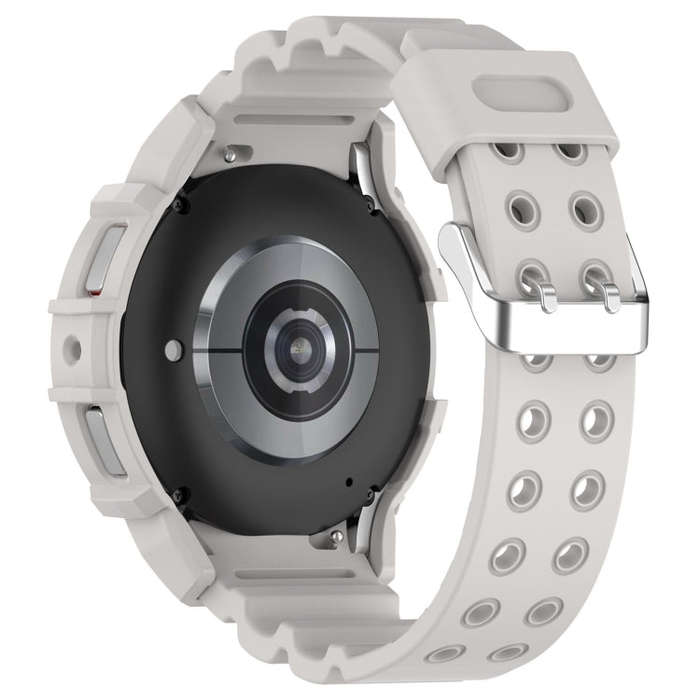 For Samsung Galaxy Watch 6 40mm Armor Silicone Watch Band + Watch Case Set(Light Grey)