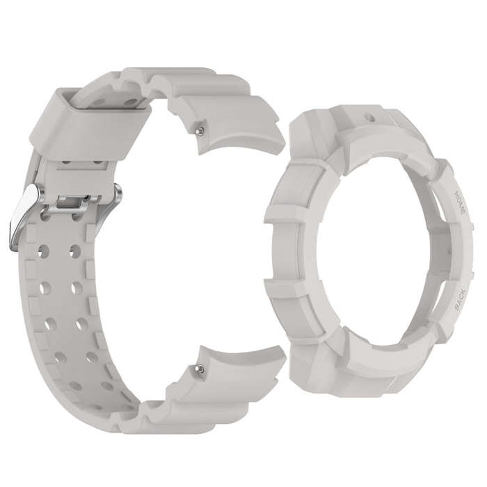 For Samsung Galaxy Watch 6 40mm Armor Silicone Watch Band + Watch Case Set(Light Grey)