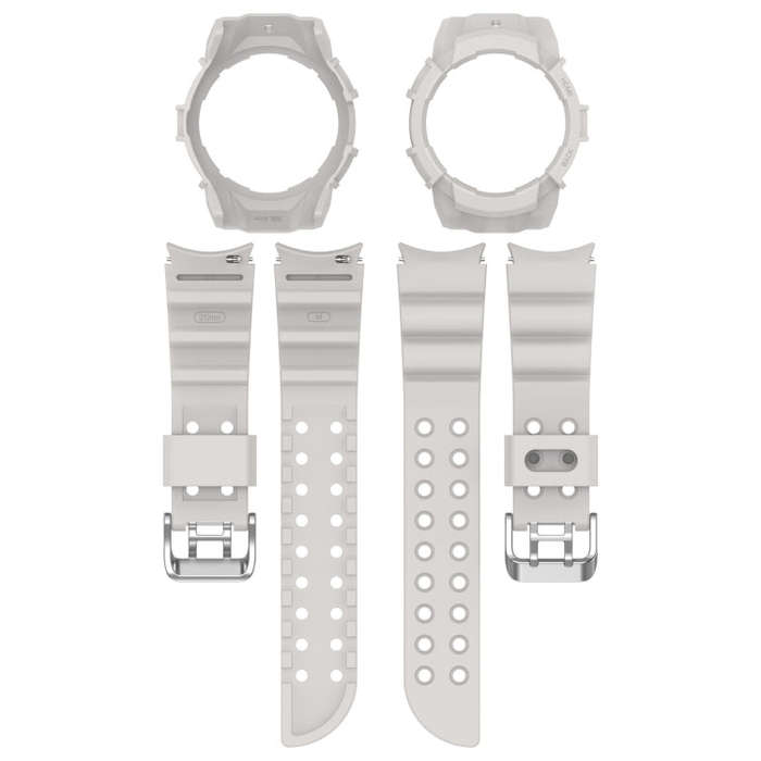 For Samsung Galaxy Watch 6 40mm Armor Silicone Watch Band + Watch Case Set(Light Grey)