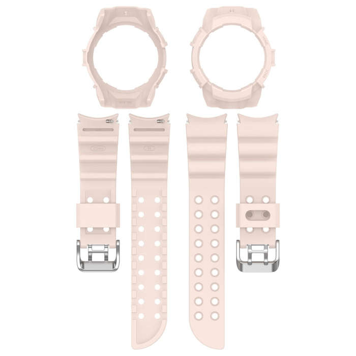 For Samsung Galaxy Watch 6 40mm Armor Silicone Watch Band + Watch Case Set(Pink)