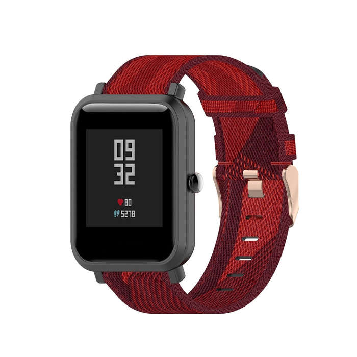 20mm Universal Stripe Weave Nylon Watch Band(Red)
