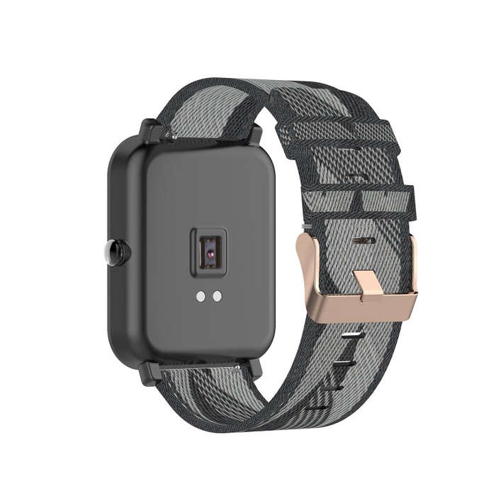 20mm Universal Stripe Weave Nylon Watch Band(Grey)