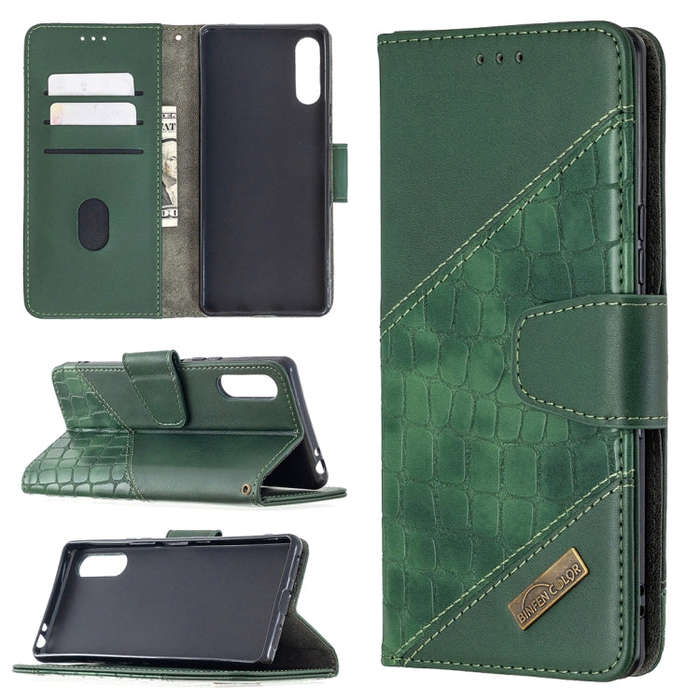For Sony Xperia L4 Matching Color Crocodile Texture Horizontal Flip PU Leather Case with Wallet &...