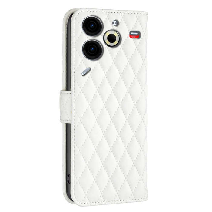 For Tecno Pova 6 Neo Diamond Lattice Wallet Flip Leather Phone Case(White)