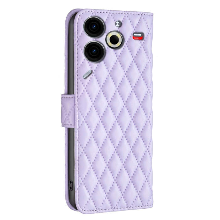 For Tecno Pova 6 Neo Diamond Lattice Wallet Flip Leather Phone Case(Purple)