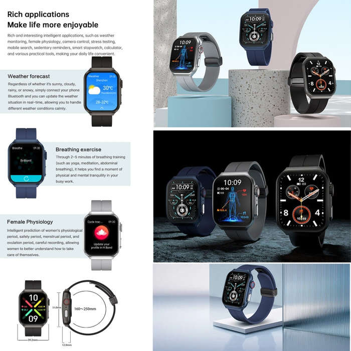 NX15 Smart Watch, 1.96 inch, BT Call / Heart Rate / Blood Pressure / Blood Oxygen(Blue)