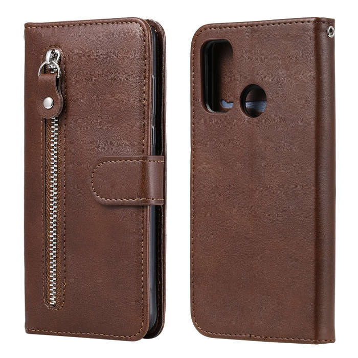 For Huawei P smart 2020 Fashion Calf Texture Zipper Horizontal Flip Leather Case with Stand & Car...