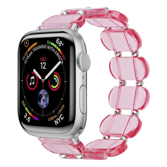 For Apple Watch SE 44mm Stretch Resin Watch Band(Transparent Pink)