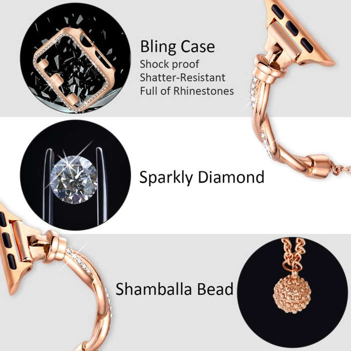For Apple Watch Series 9 41mm Twist Bracelet Diamond Metal Watch Band(Rose Gold)