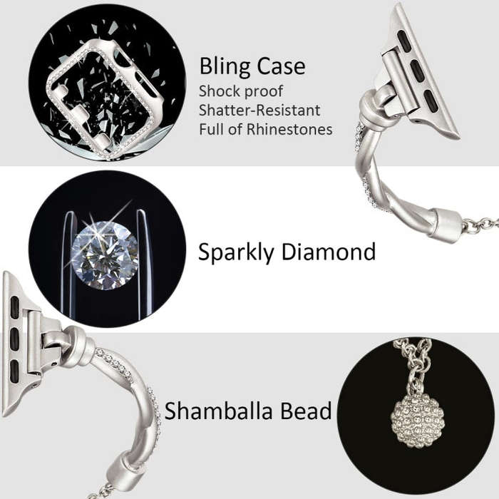 For Apple Watch Series 8 45mm Twist Bracelet Diamond Metal Watch Band(Starlight Color)