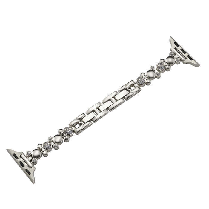 For Apple Watch Series 4 44mm Metal Diamond Bear Chain Watch Band(Starlight)