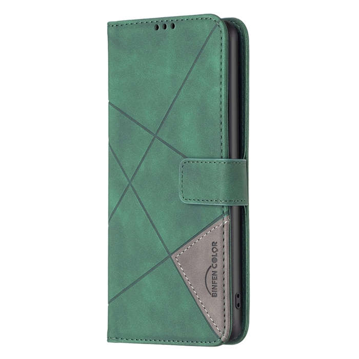For Infinix Hot 50 4G Magnetic Buckle Rhombus Texture Leather Phone Case(Green)