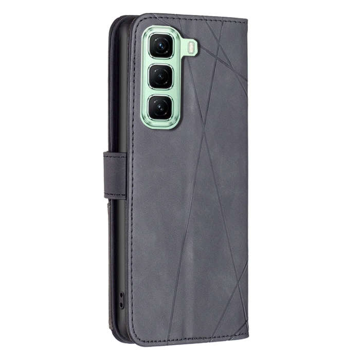 For Infinix Hot 50 4G Magnetic Buckle Rhombus Texture Leather Phone Case(Black)