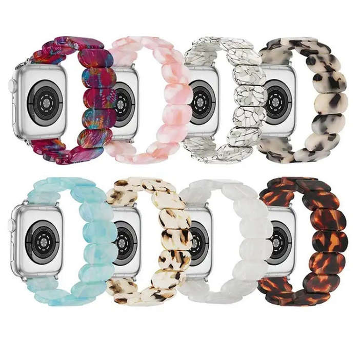 For Apple Watch Series 6 44mm Stretch Rope Resin Watch Band(Pearlescent Rainbow)