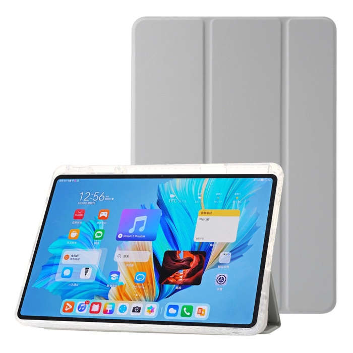 For Huawei MatePad 11.5 / Air 11.5 Clear Acrylic 3-Fold Leather Tablet Case(Grey)