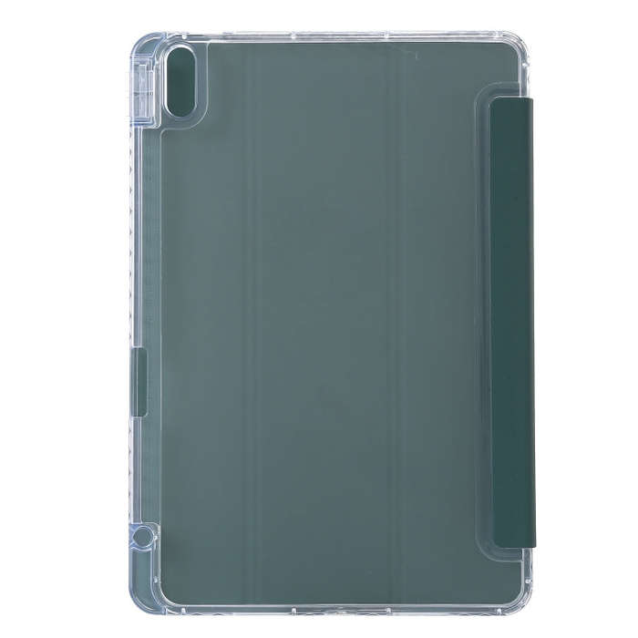For Huawei Matepad 10.4 Clear Acrylic 3-Fold Leather Tablet Case(Dark Green)