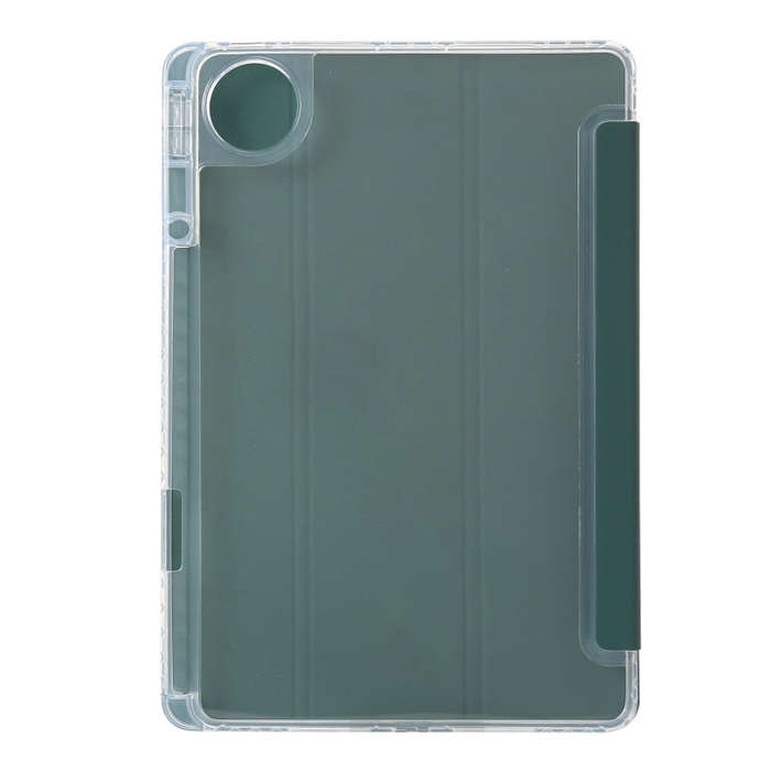 For Huawei Matepad 11 Pro 2024 Clear Acrylic 3-Fold Leather Tablet Case(Dark Green)