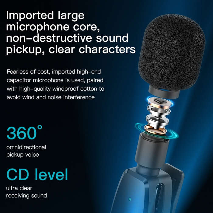 YESIDO KR13 Dual Low-latency Wireless Lavalier Microphone with Type-C Receiver(Black)