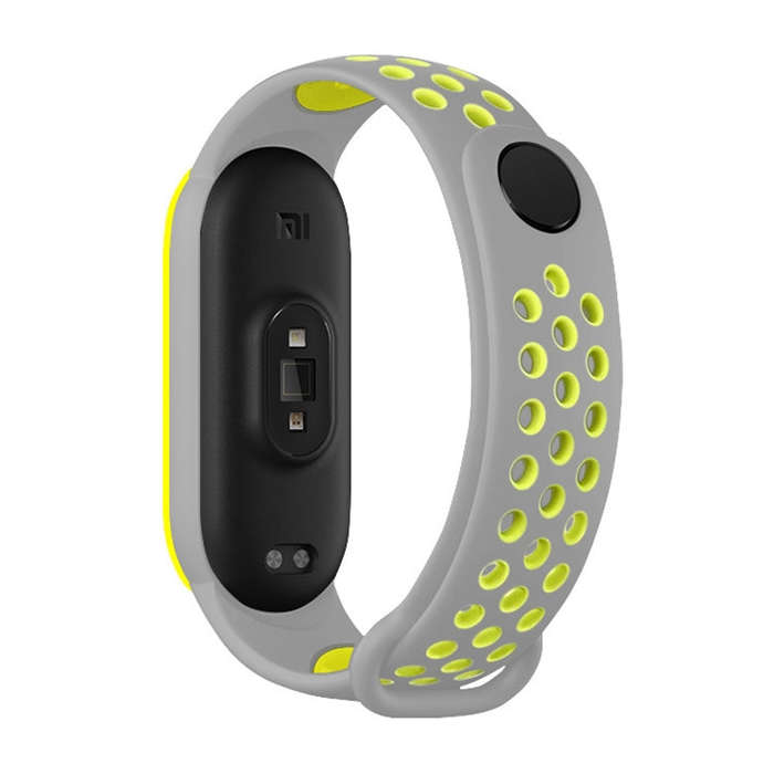 For Xiaomi Mi Band 5 Two-tone Silicone Breathable Watch Band(Grey Lime)
