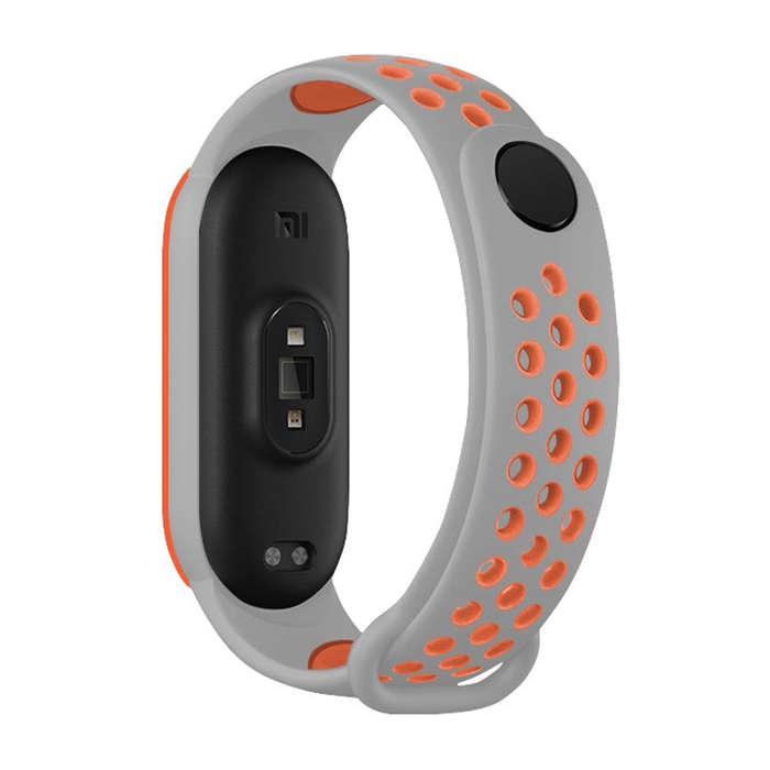 For Xiaomi Mi Band 5 Two-tone Silicone Breathable Watch Band(Gray Orange)