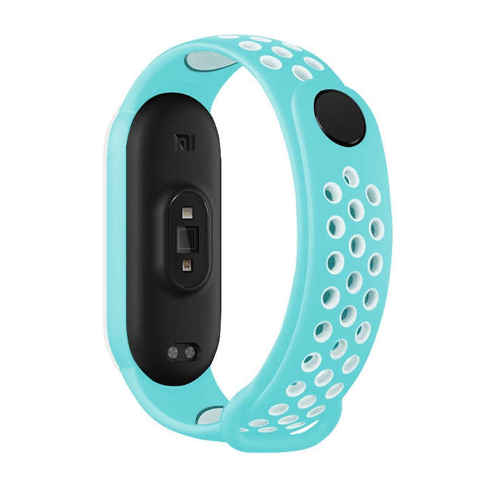 For Xiaomi Mi Band 5 Two-tone Silicone Breathable Watch Band(Teal White)