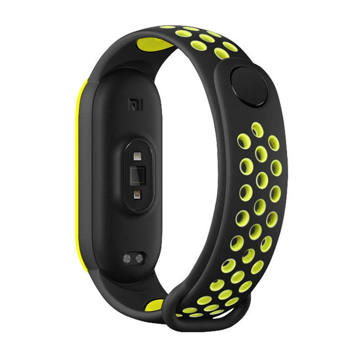 For Xiaomi Mi Band 5 Two-tone Silicone Breathable Watch Band(Black Lime)
