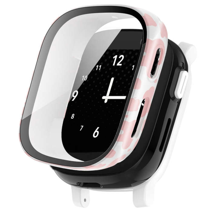 For Xplora X6 Children PC + Tempered Film Integrated Watch Protective Case(Pink Cow)