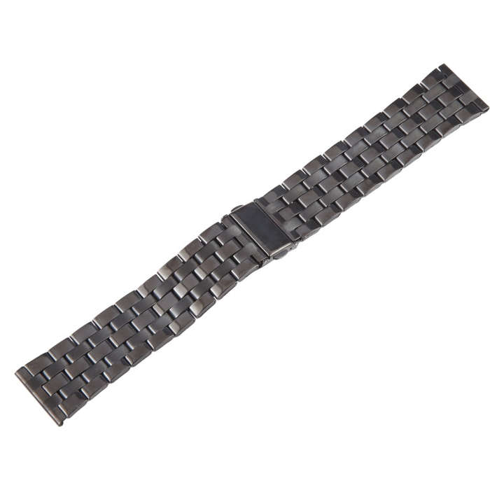 22mm Universal Five Beads Stainless Steel Watch Band(Black)