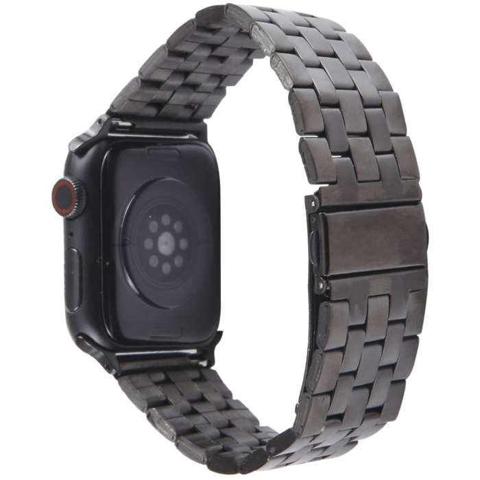 For Apple Watch Ultra 49mm 22mm Ultra-thin Five Beads Stainless Steel Watch Band(Black)