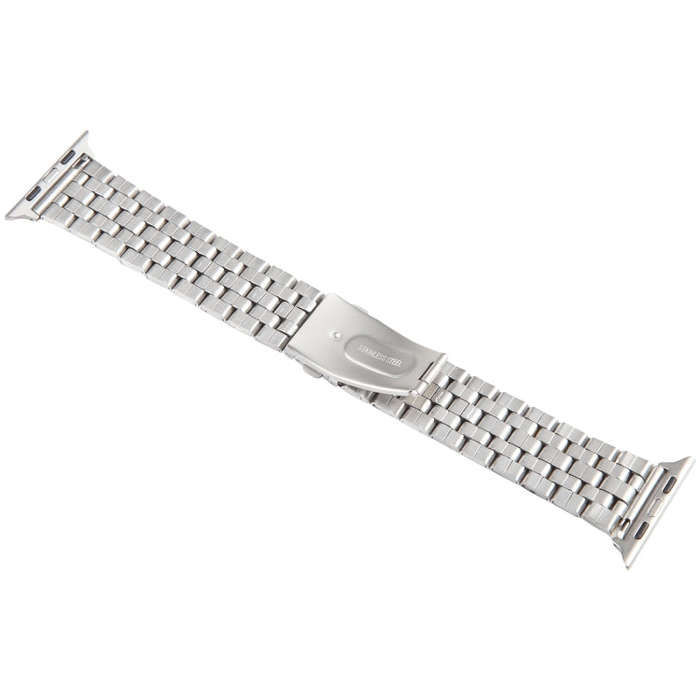 For Apple Watch Ultra 49mm 22mm Ultra-thin Five Beads Stainless Steel Watch Band(Silver Rose Gold)