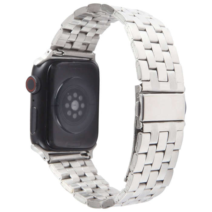 For Apple Watch 42mm 22mm Ultra-thin Five Beads Stainless Steel Watch Band(Silver)