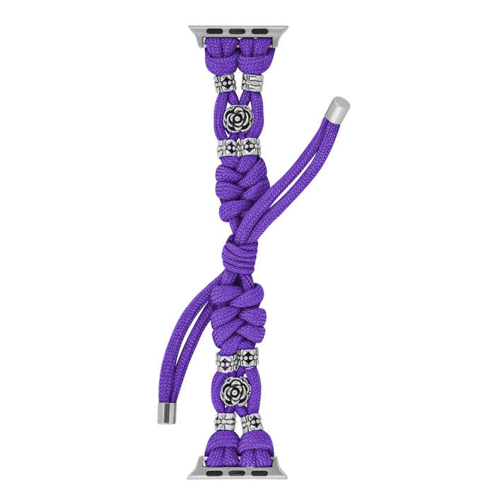 For Apple Watch SE 40mm Chrysanthemum Beads Paracord Braided Watch Band(Purple)