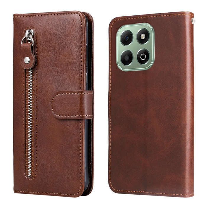For Honor X6b 4G / X6c 4G / X5b / X5b Plus Fashion Calf Texture Zipper Leather Phone Case(Brown)