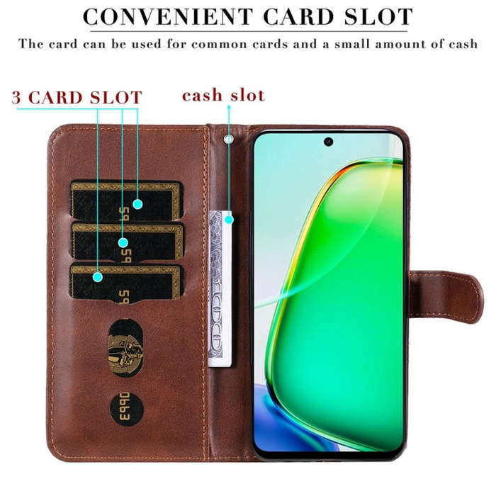 For Honor X6b 4G / X6c 4G / X5b / X5b Plus Fashion Calf Texture Zipper Leather Phone Case(Brown)