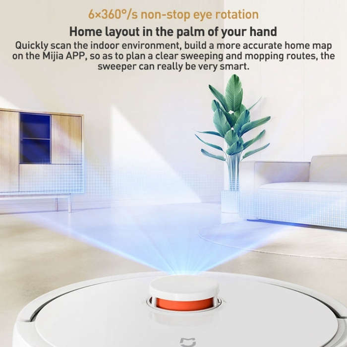 Original Xiaomi Mijia 3C Enhanced Robot Vacuum Cleaner Automatic Sweeping Mopping, US Plug(White)