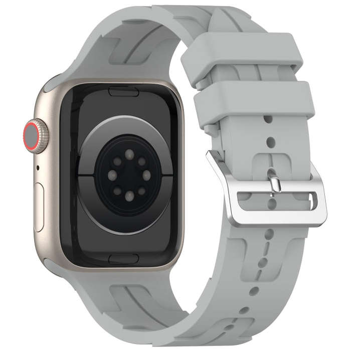 For Apple Watch Series 9 41mm H Texture Silicone Ladder Buckle Watch Band(Grey)