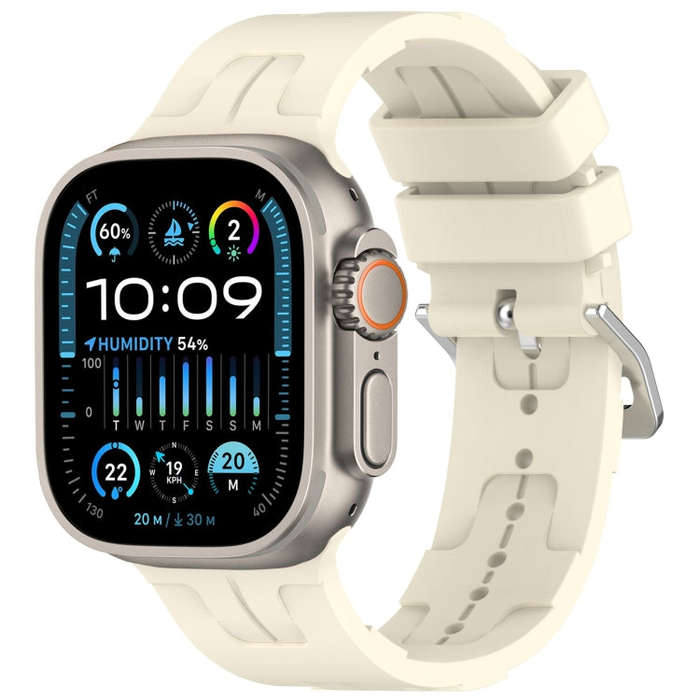 For Apple Watch Ultra 49mm H Texture Silicone Ladder Buckle Watch Band(Starlight)