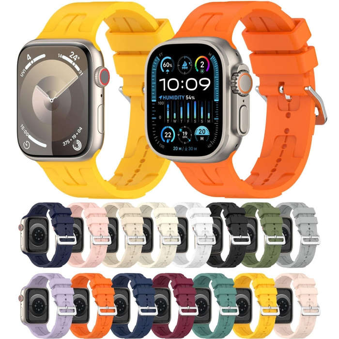 For Apple Watch SE 2022 40mm H Texture Silicone Ladder Buckle Watch Band(Wine Red)