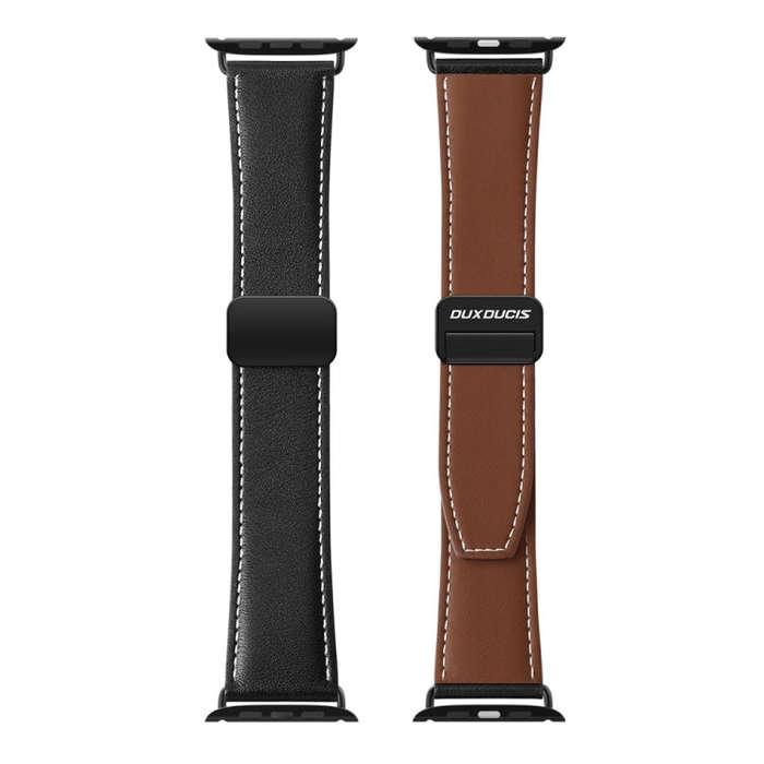 For Apple Watch Ultra 49mm DUX DUCIS YA Series Magnetic Buckle Genuine Leather Watch Band(Black)