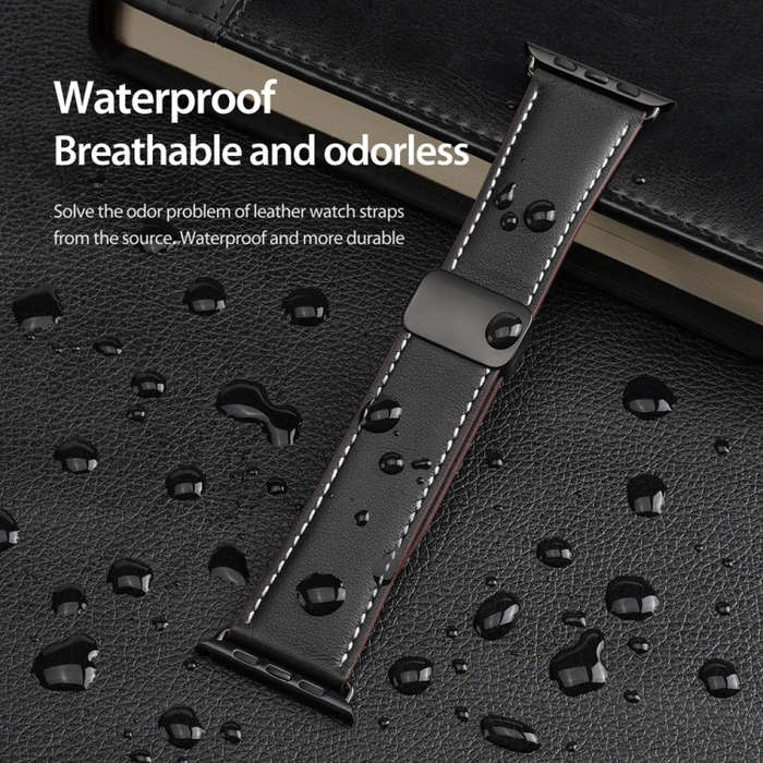 For Apple Watch Ultra 49mm DUX DUCIS YA Series Magnetic Buckle Genuine Leather Watch Band(Black)
