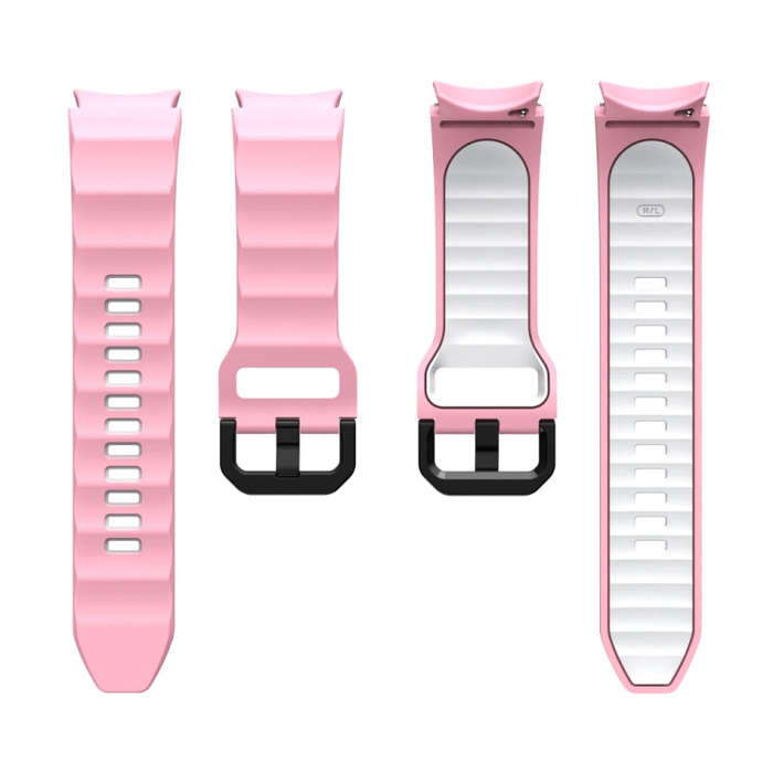 For Samsung Galaxy Watch 6 Wave Texture Two Color Silicone Watch Band(Pink White)