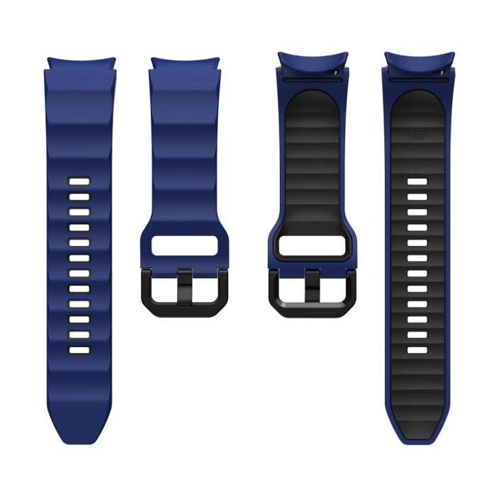 For Samsung Galaxy Watch 6 Wave Texture Two Color Silicone Watch Band(Blue Black)