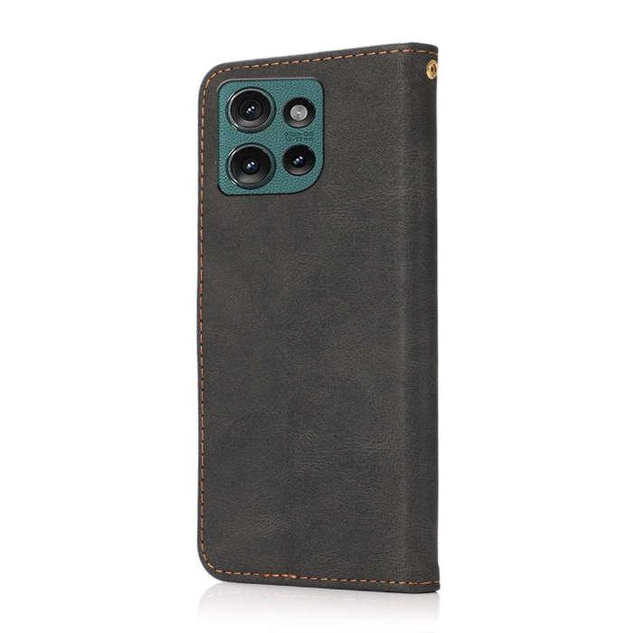 For Motorola Edge 50 5G Dual-color Stitching Leather Phone Case(Black Brown)