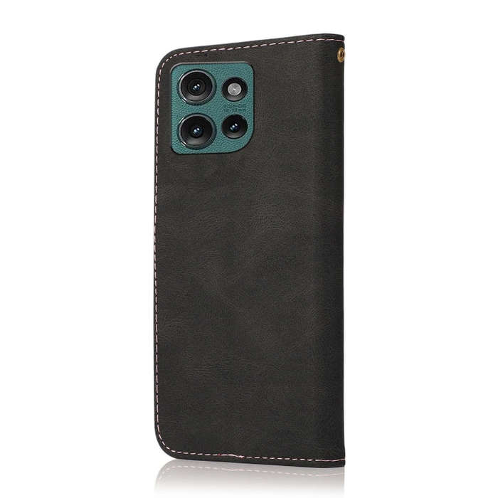 For Motorola Edge 50 5G Dual-color Stitching Leather Phone Case(Black Rose Gold)