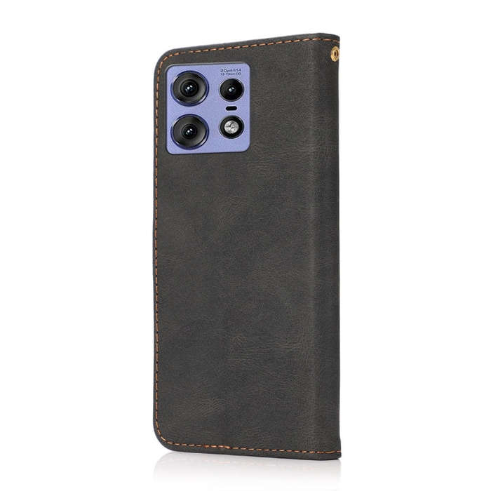 For Motorola Edge 50 Pro Dual-color Stitching Leather Phone Case(Black Brown)