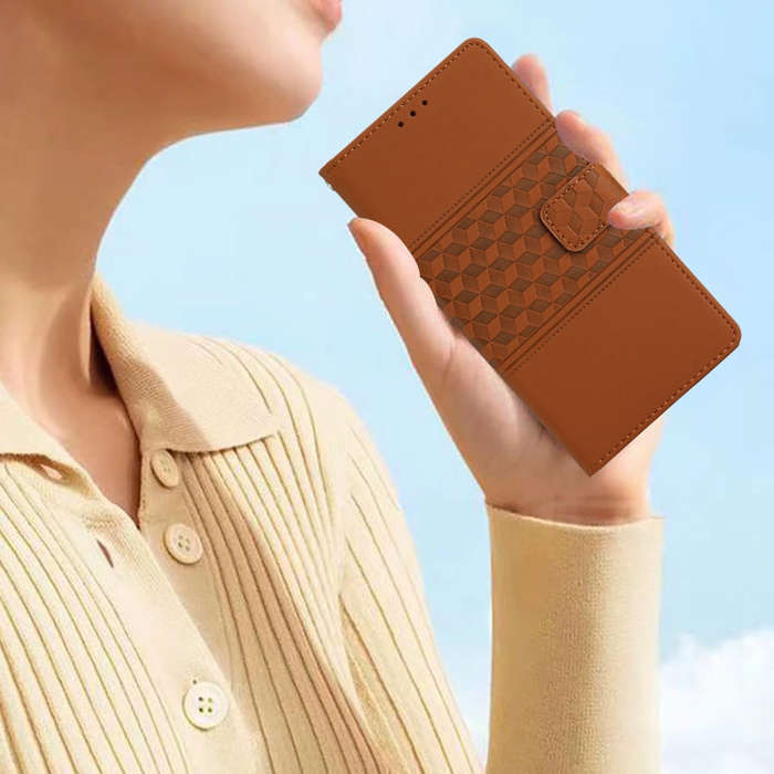 For Motorola Edge 50 Pro Diamond Embossed Skin Feel Leather Phone Case(Brown)