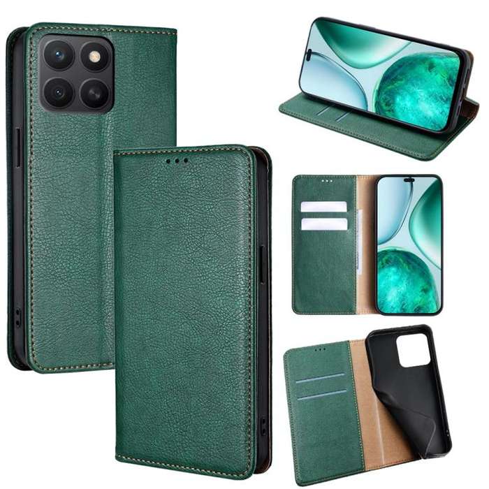 For Honor X8c 4G Gloss Oil Solid Color Magnetic Leather Phone Case(Green)
