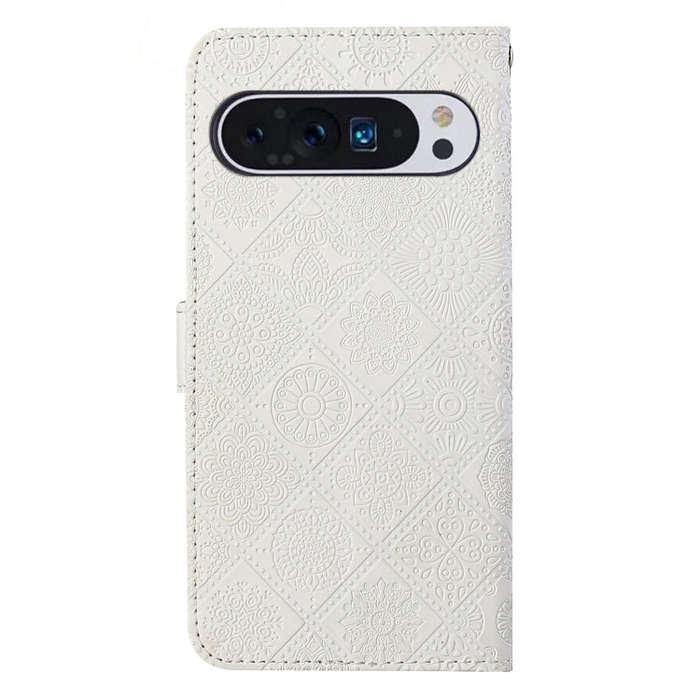 For Google Pixel 9 / 9 Pro Ethnic Style Embossed Pattern Leather Phone Case(White)