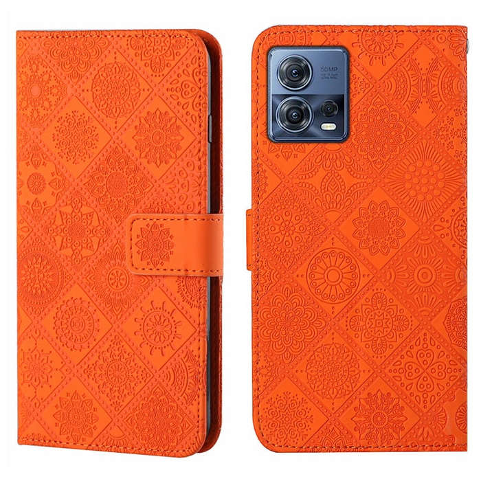 For Motorola Moto S30 Pro Ethnic Style Embossed Pattern Leather Phone Case(Orange)