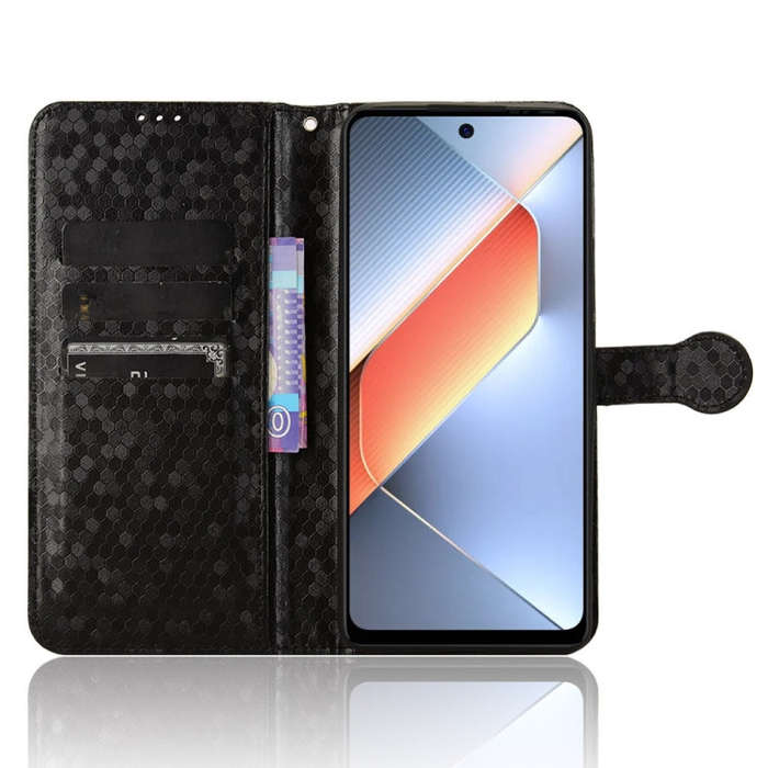 For Tecno Pova 6 Neo Honeycomb Dot Texture Leather Phone Case(Black)
